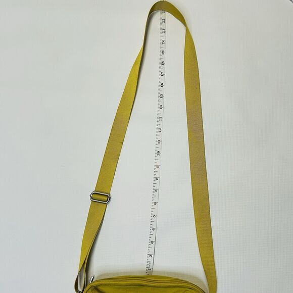 Baggallini Highrise Crossbody Purse Yellow Nylon Double Zipper Top - Picture 12 of 12
